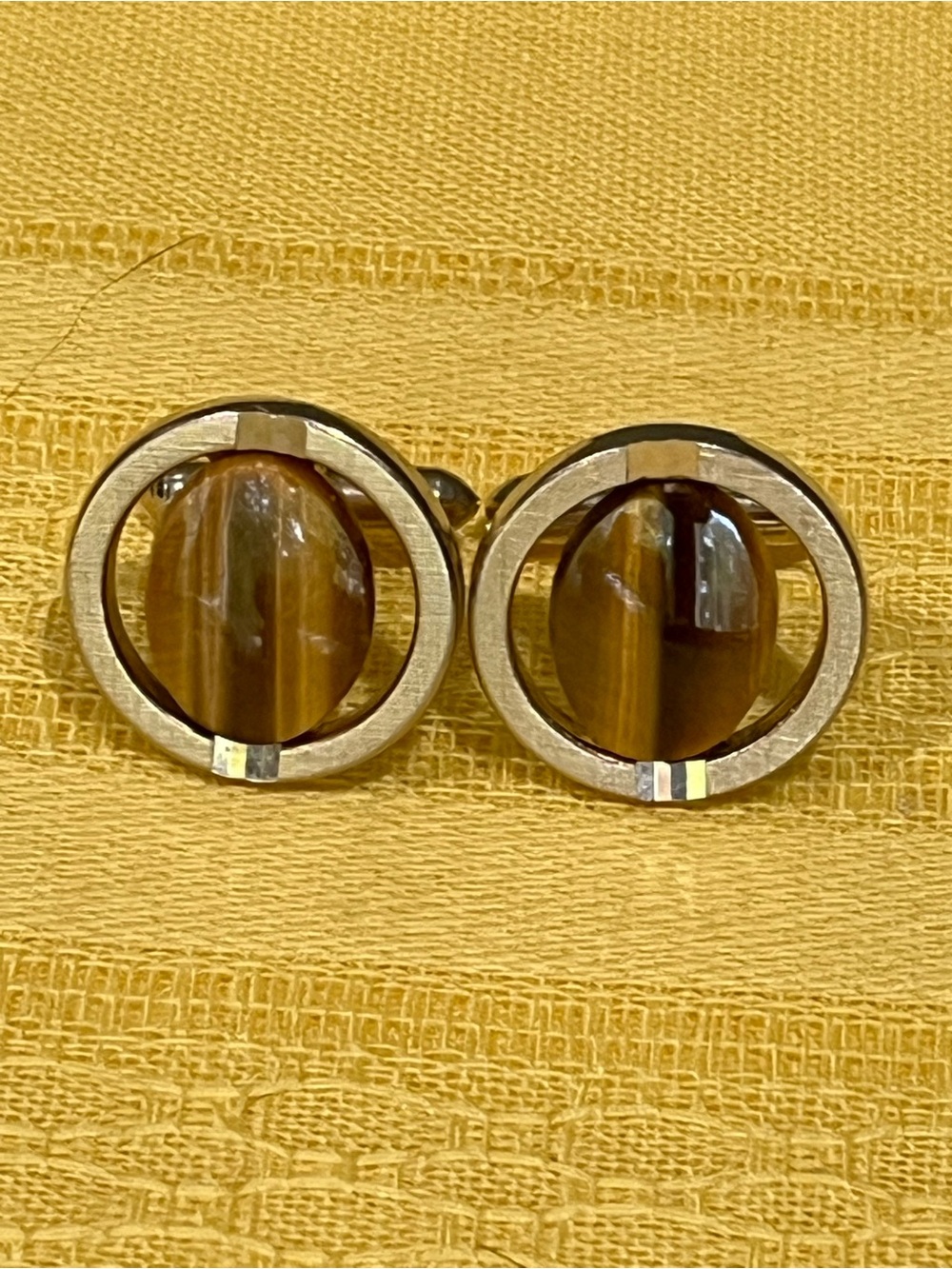 Vintage Mid-Century Modern “Floating” Tigers Eye Cufflinks
